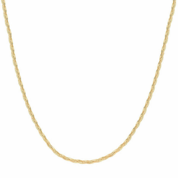 3-fach geflochtene Halskette mit Fischgrätenmuster aus 9 kt Gelbgold