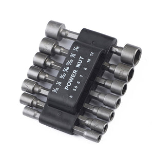 14 Pcs 5-12mm Imperial Socket Nut Impact Driver Adapter Drill Bits 1/4 Inch Hex Shank Tool Set Nut Driver Socket Bit Set - Dynagem 