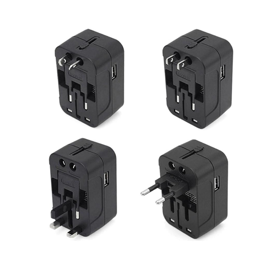 Travel Adapter Worldwide All in One Universal Power Converter AC Power Plug Adapter Power Plug Wall Charger with Dual USB Charging Ports for Charging EU US UK AU Cell Phone Computers - Dynagem 
