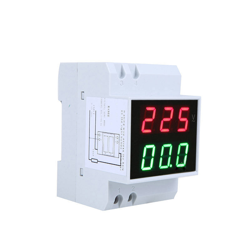 Digital Din-Rail LED Voltage Ammeter Current Meter Voltmeter AC80-300V 0.2-99.9A Dual Display