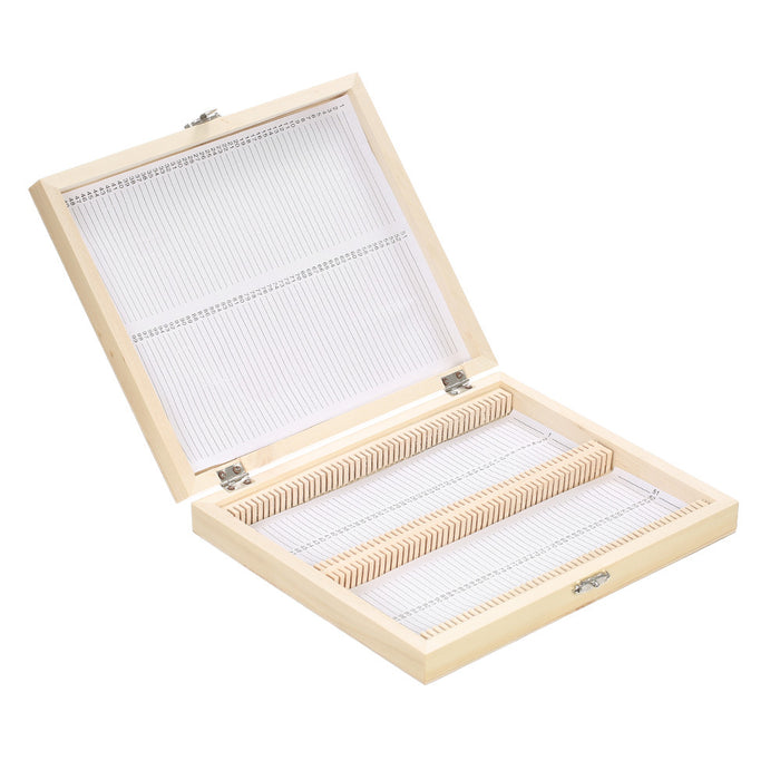 KKmoon 100-Places Wooden Slide Storage Box with Numbered Slots Contents Sheet for Prepared Microscope Slides