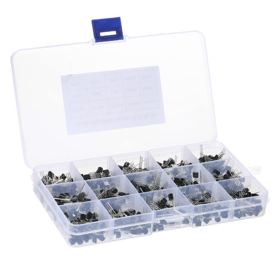 600pcs 15Values*40pcs TO-92 Transistors Pack Transistor Assortment Kit with Storage Box - Dynagem 