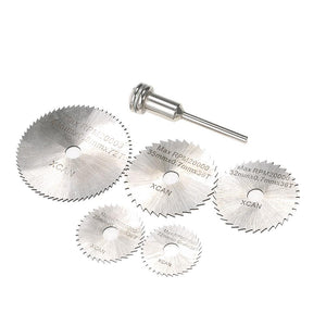 6pcs HSS Circular Saw Blades Rotary Cutting Tools Kit Set with 1/8" Shank for Cutting Timber and Plastic - Dynagem 