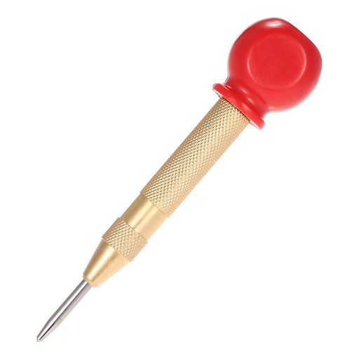 130mm 5" HSS High Speed Steel Automatic Center Punch Spring Loaded Press Dent Marker With Red Grip & Adjustable Impact and Hardened Steel Body - Dynagem 