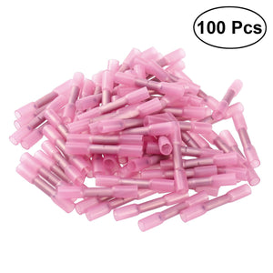 100pcs Waterproof Heat Shrink Insulated Butt Wire Crimp Connectors Crimp Terminals 0.5-1.5mm (Pink) - Dynagem 