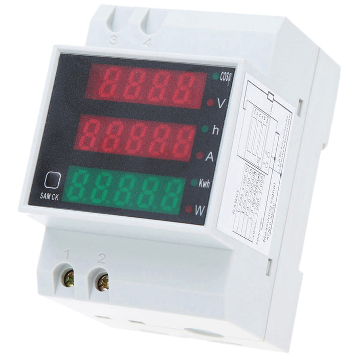 AC80-300V 100A Multifunktionales digitales DIN-Schienenstrom-Spannungs-Leistungsfaktor-Messgerät Amperemeter Voltmeter