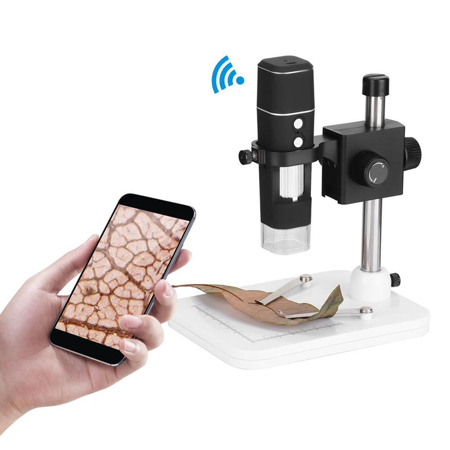 500X Wireless Wi-Fi Digital Zoom Handheld Microscope 1.0MP Camera 8-LED Light Magnifying Glass Magnifier for iOS/Android Phone Tablet - Dynagem 