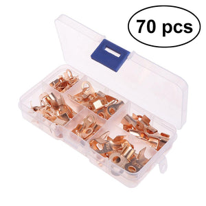 70Pcs Assorted Wire Crimp Red Copper Terminals Connector Set Insulated Electrical Connectors Kit 10A 20A 30A 40A 50A - Dynagem 