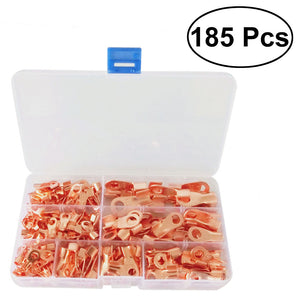185Pcs Assorted Wire Crimp Red Copper Terminals Connector Set Insulated Electrical Connectors Kit 5A 10A 20A 30A 40A 50A 60A 100A