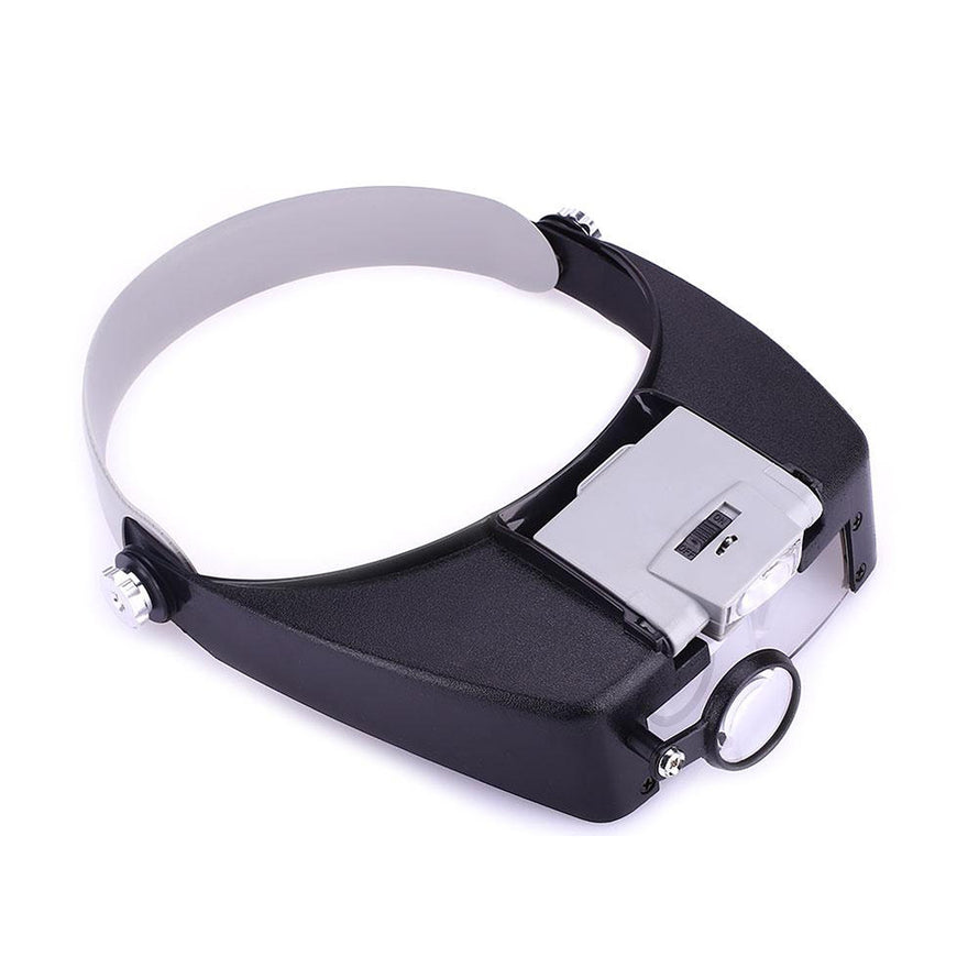 Headband Magnifying Glass with 2 LED Lights Optical Head Wearing Magnifier  1.5X 3X 6.5X 8X Head-Mounted Headset Jewelry Visor Magnifier Glass Loupe
