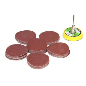 60PCS 50mm 2" Sander Disc Sanding Disk 100-2000 Grit Paper with 2inch Abrasive Polish Pad Plate for Dremel Rotary Tool - Dynagem 