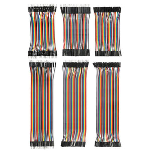 240pcs Breadboard Jumper Wires Ribbon Cables Kit Multicolored 80 Pin M/M + 80 Pin M/F + 80 Pin F/F (10cm/20cm) - Dynagem 