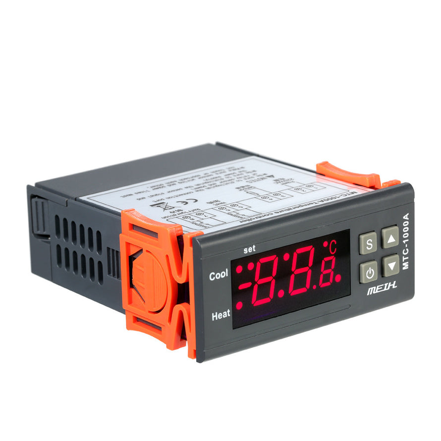 AC220V Digital LED Temperature Controller Thermometer Heating and Cooling Thermostat with NTC Sensor 2 Relays