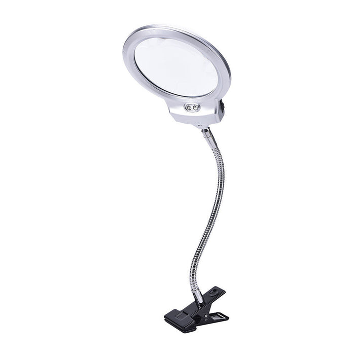 Neue beleuchtete Clip-On-Tischplatte LED-Schreibtischlampe Lesen 2,5x 5x Lupe Große Linse Lupe mit Klemme