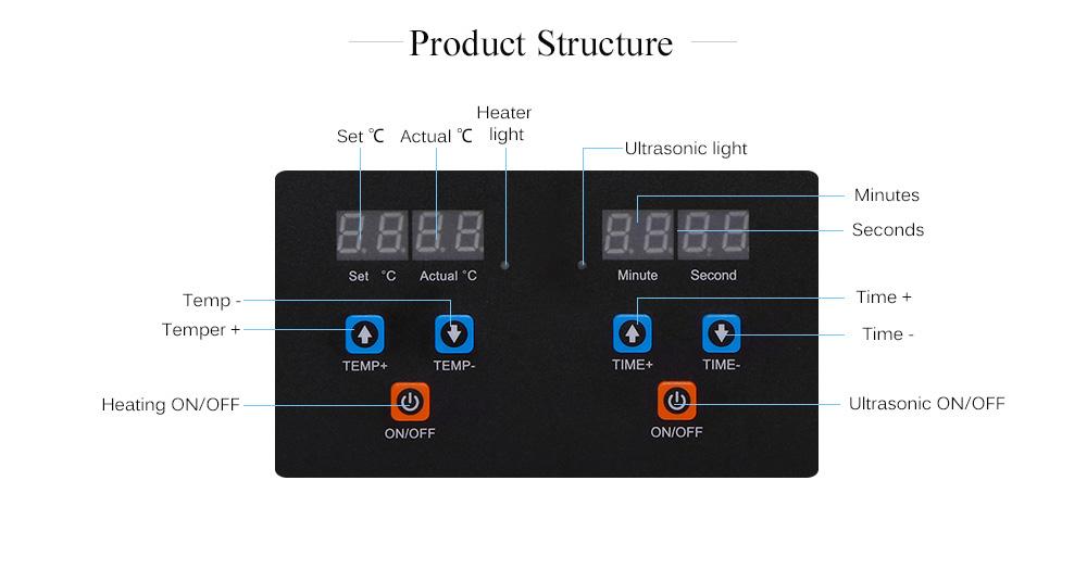 150W 3.2L Digital Bath Ultrasonic Cleaner Machine With Heater Timer - Dynagem 