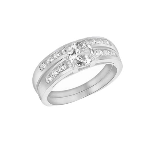 Sterling Silver Zirconia Engagement and Wedding Band Rings 